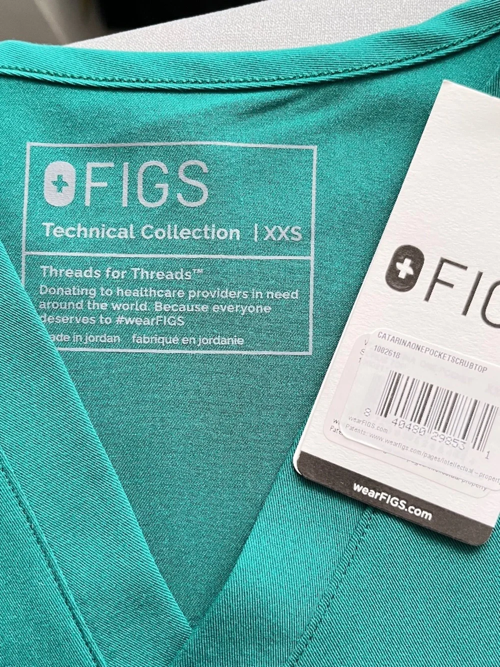 Figs Hunter Green (#5295) Catarina Scrub Top Size XXS NWT - Picture 5 of 7